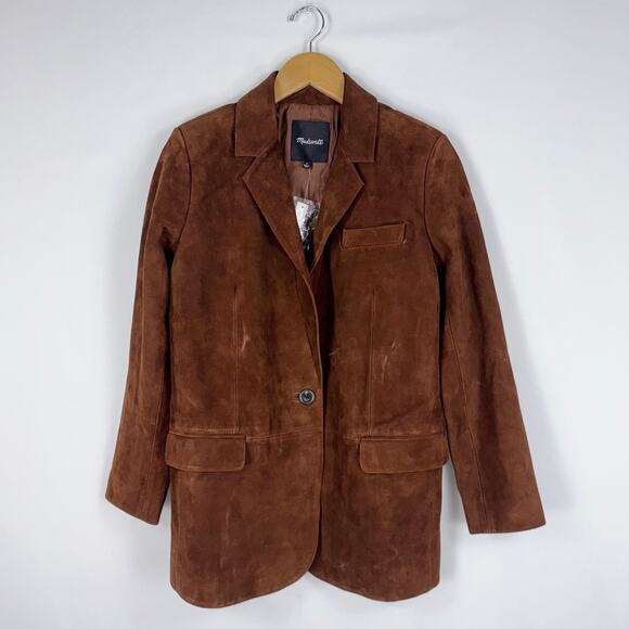 Madewell Women’s The Kline Leather Blazer Size 2 Soft Mohagany - Picture 2 of 16